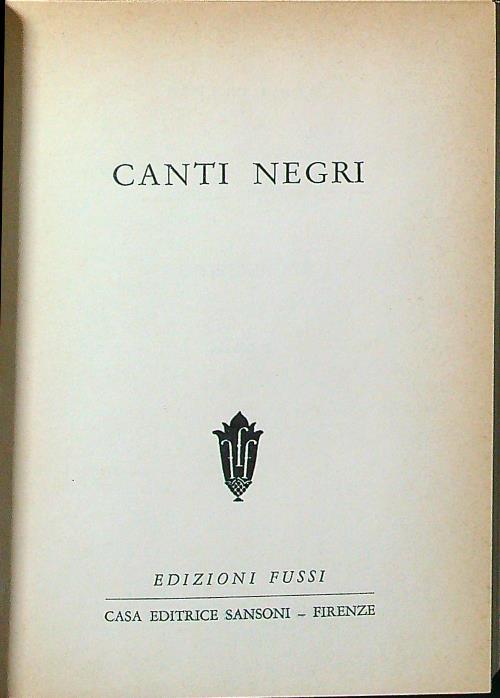 Canti negri - Luigi Berti - copertina