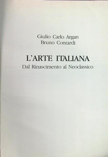 L' arte  italiana - Giulio Carlo Argan - copertina