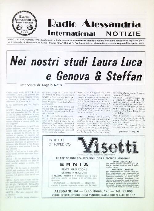 Radio Alessandria International Notizie - Anno I, N. 4/Novembre 1978