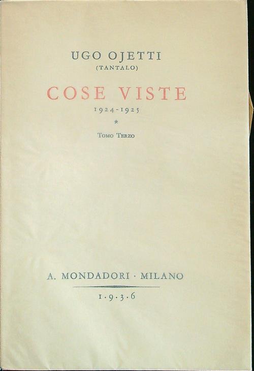 Cose viste tomo III - Ugo Ojetti - copertina