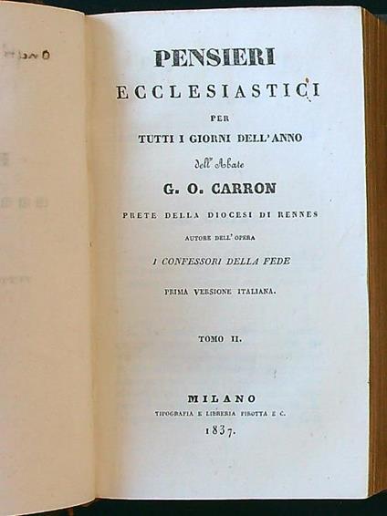 Pensieri ecclesiastici per tutti i giorni dell'anno vol. II - copertina