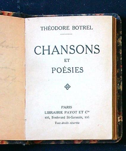 Chansons et poesies - copertina