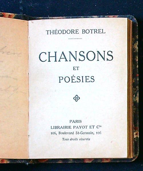 Chansons et poesies - copertina