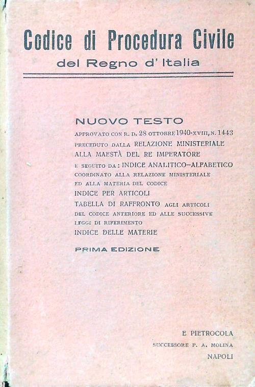 Codice di Procedura Civile del Regno d'Italia - copertina