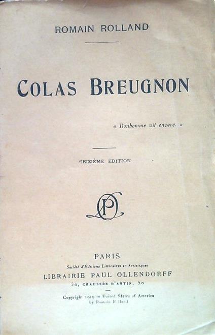 Colas Breugnon - Romain Rolland - copertina