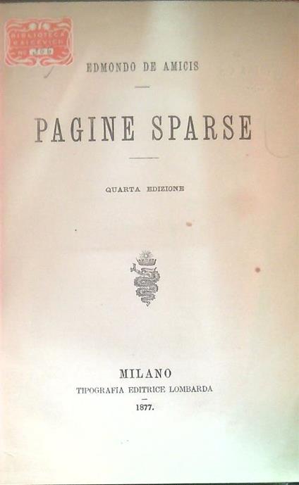 Pagine sparse - Edmondo De Amicis - copertina