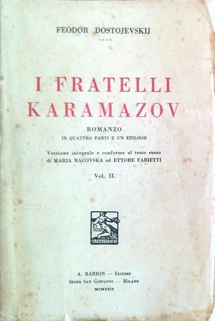 I fratelli Karamazov - Vol. II - Feodor Dostojevskij - copertina