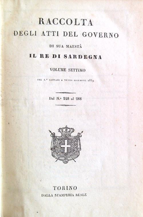Raccolta degli atti del governo Volume Settimo - 1839