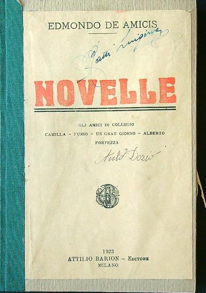 Novelle - Edmondo De Amicis - copertina