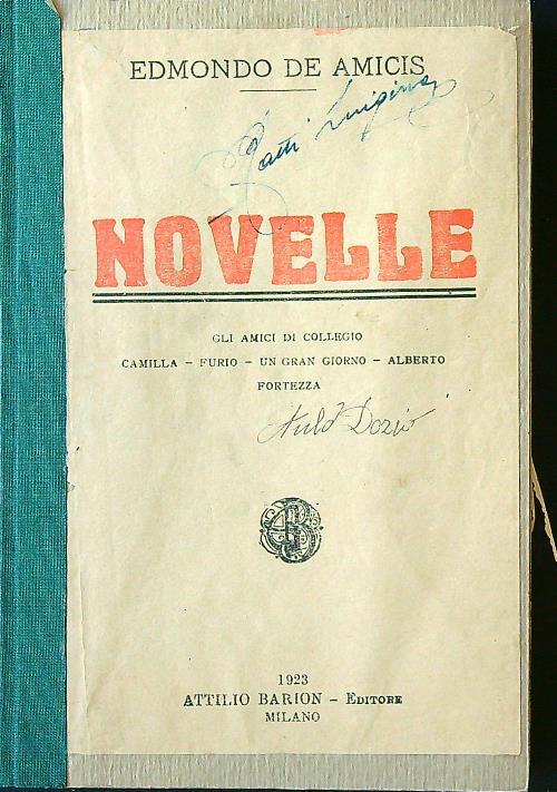 Novelle - Edmondo De Amicis - copertina