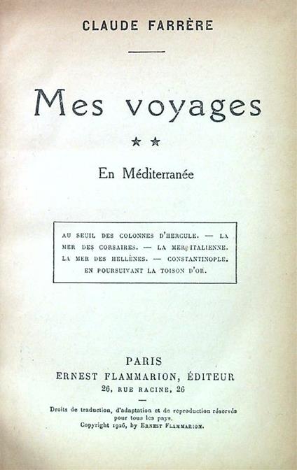 Mes voyages. En Méditerranée - Claude Farrere - copertina