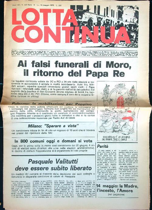 Lotta continua n. 112/maggio 1978 - copertina