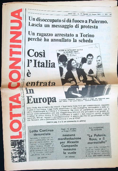 Lotta continua n. 125/12 giugno 1979 - copertina