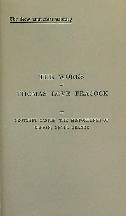 Novels vol.2 - Thomas Peacock - copertina