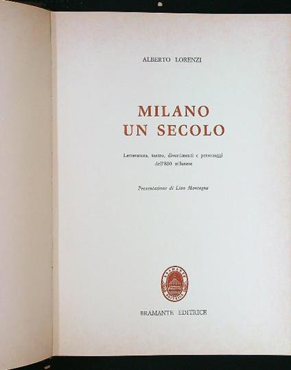 Milano un secolo - Alberto Lorenzi - copertina