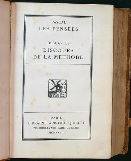 Les pensees - Discours de la methode - Blaise Pascal - copertina