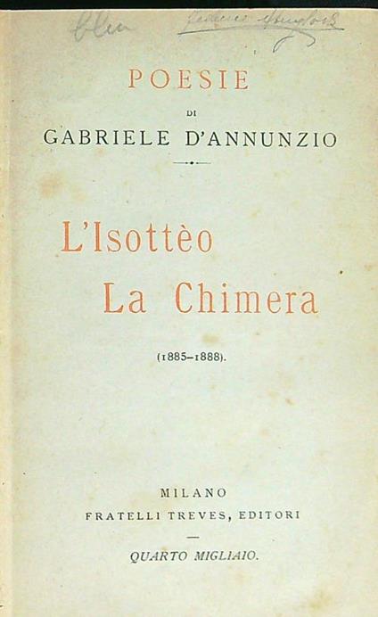 L' Isotteo La Chimera - Gabriele D'Annunzio - copertina