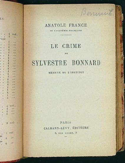 Le crime de Sylvestre Bonnard - Anatole France - copertina