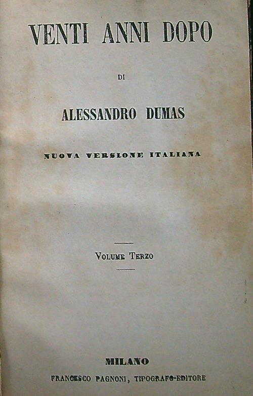 Vent'anni dopo volume terzo - Alexadre Dumas - copertina