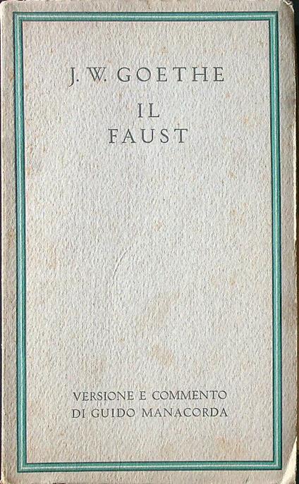 Il Faust - J. W. Goethe - copertina