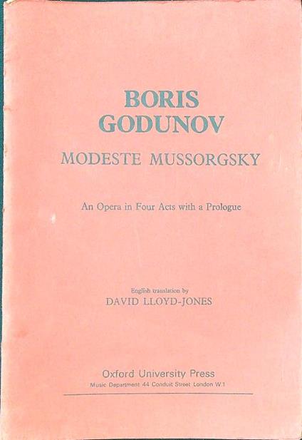 Boris Godunov. An opera in four acts with a prologue - M. Mussorgsky - copertina