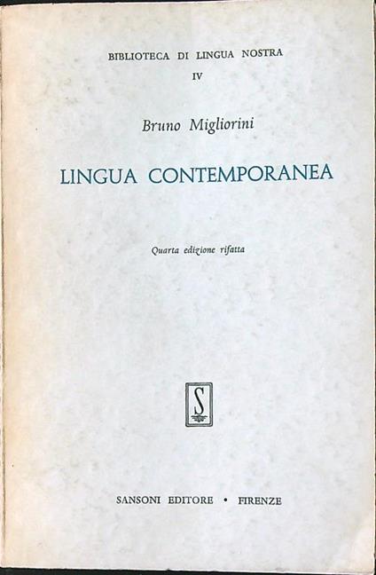 Lingua contemporanea - Bruno Migliorini - copertina