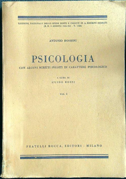 Psicologia vol.I - Antonio Rosmini - copertina