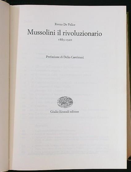 Mussolini. Il rivoluzionario 1883-1920 - Renzo De Felice - copertina