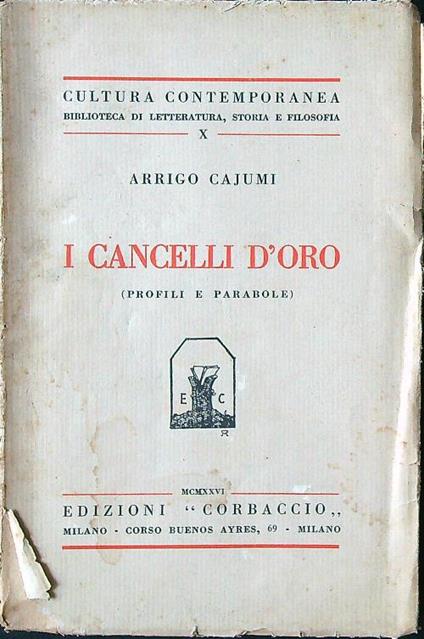 I cancelli d'oro - Arrigo Cajumi - copertina