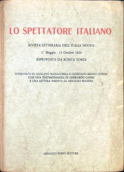 Lo spettatore italiano. Raccolta anno 1924 - Rosita Tordi - copertina