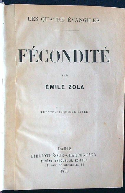 Fecondite - Zola. Emile - copertina