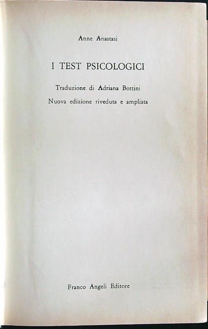 I test psicologici - Anne Anastasi - copertina