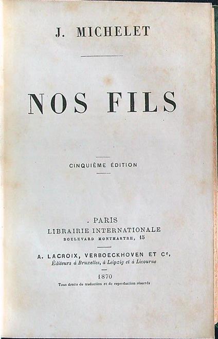 Nos fils - Jules Michelet - copertina
