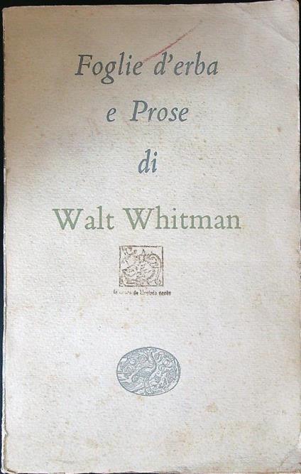 Foglie d'erba e prose - Walt Whitman - copertina