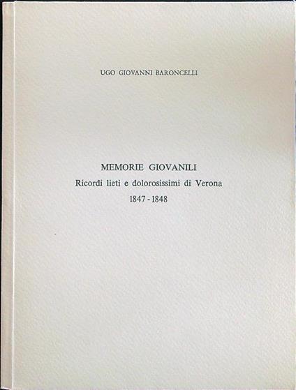 Memorie giovanili - copertina