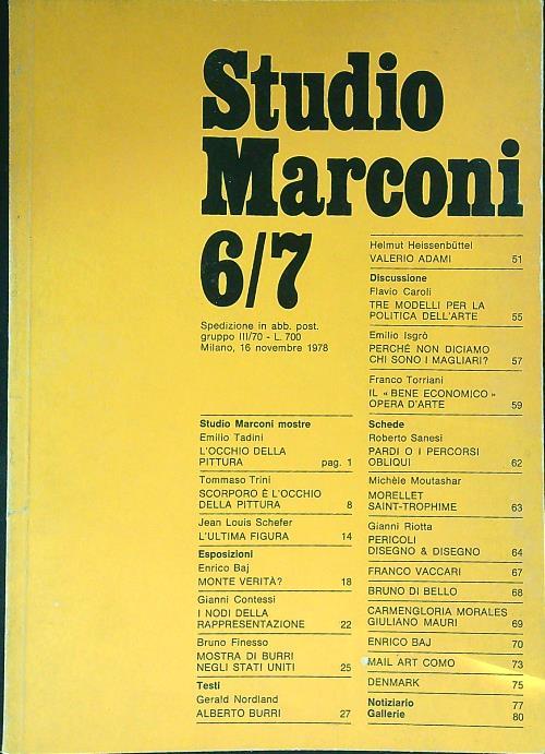 Studio Marconi 6/7 novembre 1978 - copertina