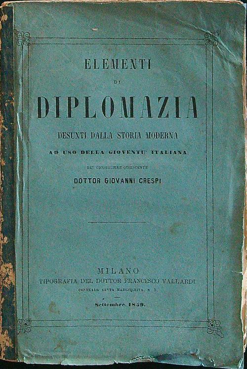 Elementi di diplomazia - copertina