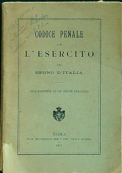 Codice penale per l'esercito - copertina