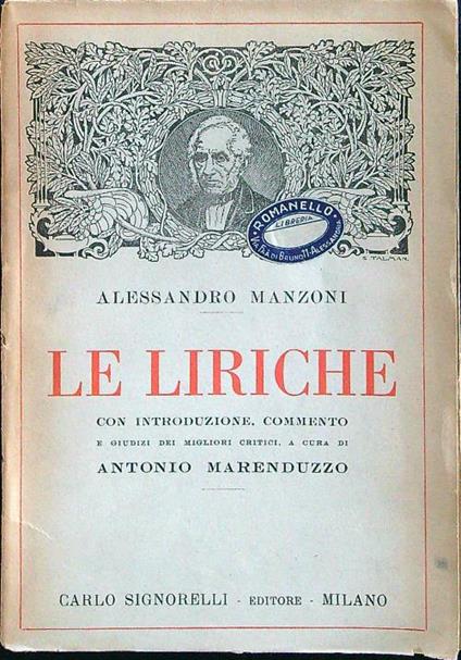 Le liriche - Alessandro Manzoni - copertina
