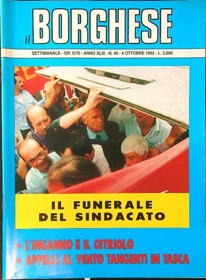 Il borghese n. 40/4 ottobre 1992 - copertina