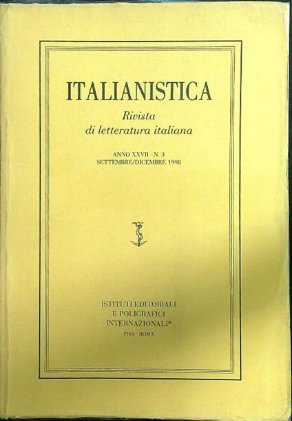 Italianistica n. 3 1998 settembre/dicembre - copertina