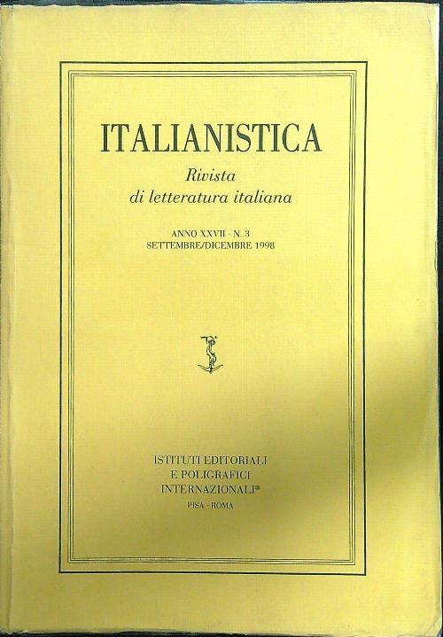 Italianistica n. 3 1998 settembre/dicembre - copertina