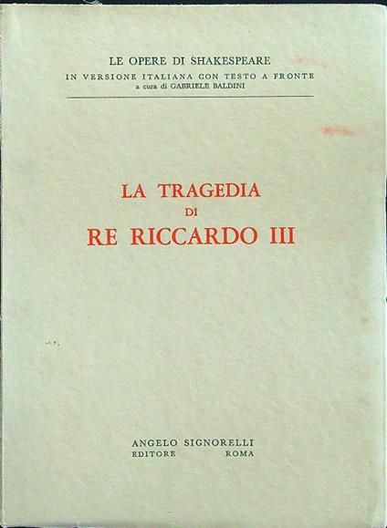 La tragedia di re Riccardo III - copertina