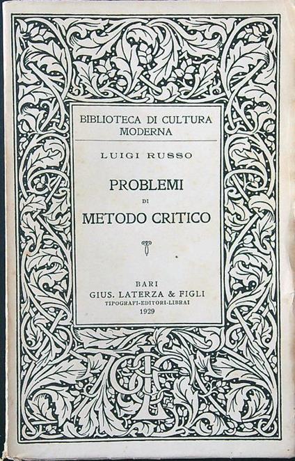 Problemi di metodo critico - Luigi Russo - copertina