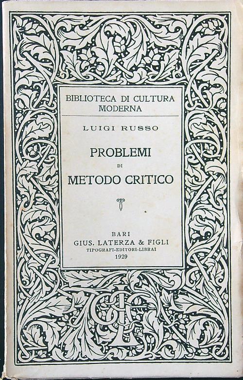 Problemi di metodo critico - Luigi Russo - copertina