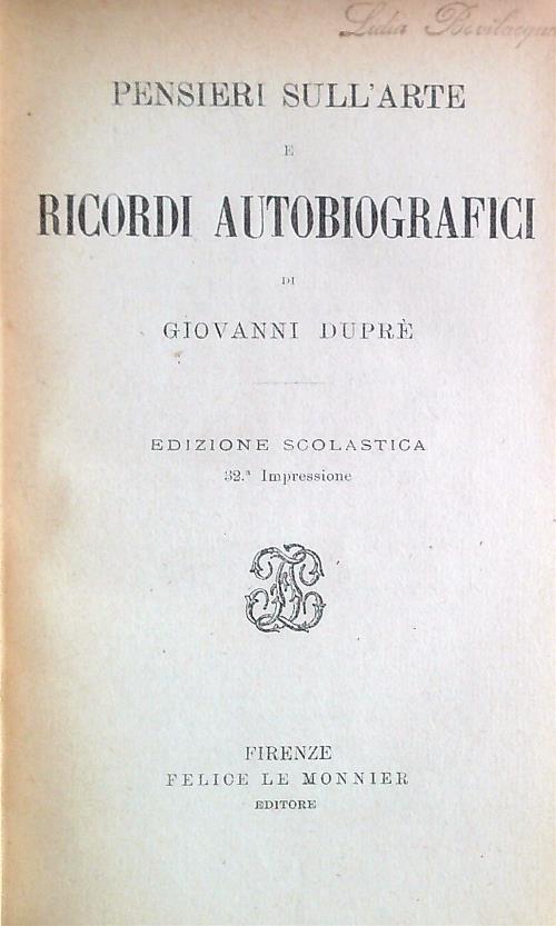 Pensieri sull'arte e ricordi autobiografici