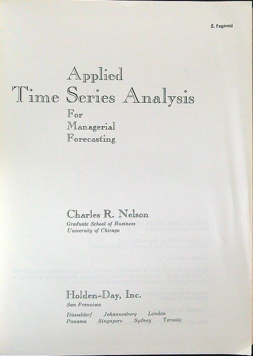 Applied time series analysis - Nelson - copertina