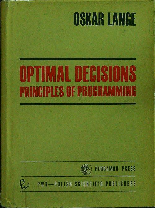 Optimal decisions principles of programming - Lange - copertina