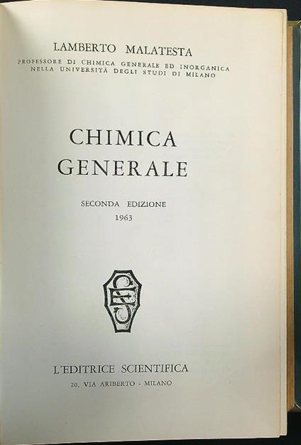 Chimica generale - Malatesta - copertina