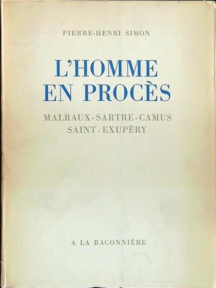 L' homme en proces - Pierre-Henri Simon - copertina